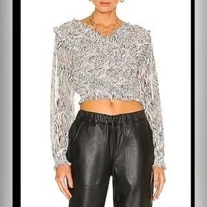 One Teaspoon Zebra Bardot Cross Over Top Women Size Large Black/White